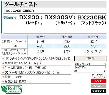 Amazon | トネ(TONE) ツールチェスト BX230 レッド | ツールチェスト